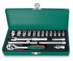 Набор головок торцевых 1/4"DR 4-13 мм., с аксессуарами, 18 предметов - фото 44947