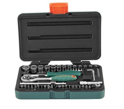 Набор головок торцевых Super Tech 1/4"DR с аксессуарами, 41 предмет - фото 44952