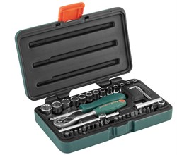 Набор головок торцевых Super Tech 1/4"DR с аксессуарами, 41 предмет - фото 44961