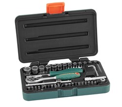 Набор головок торцевых Super Tech 1/4"DR с аксессуарами, 41 предмет - фото 44963