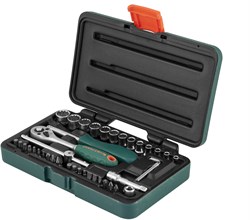 Набор головок торцевых Super Tech 1/4"DR с аксессуарами, 41 предмет - фото 44968
