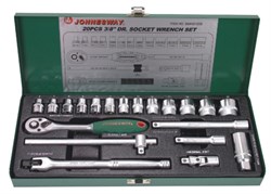 Набор головок торцевых 3/8"DR 6-23 мм, с аксессуарами, 20 предметов - фото 44989