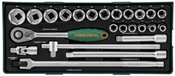 Набор торцевых головок 1/2"DR 10-32 мм, 24 предмета (ложемент) - фото 45051
