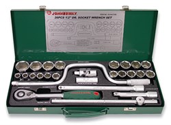 Набор головок торцевых 1/2"DR 12-34 мм., с аксессуарами, 26 предметов - фото 45054