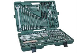 Универсальный набор торцевых головок 1/4"DR 4-13 мм и 1/2"DR 8-32 мм, комбинированных ключей 6-32 мм и отверток, 128 предметов - фото 45184