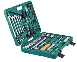 Универсальный набор торцевых головок 1/4"DR 6-13 мм и 1/2"DR 12-24 мм, комбинированных ключей 8-17 мм и отверток, 60 предметов - фото 45201