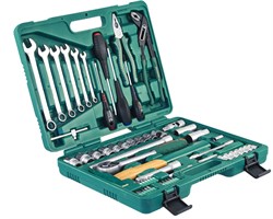 Универсальный набор торцевых головок 1/4"DR 6-13 мм и 1/2"DR 12-24 мм, комбинированных ключей 8-17 мм и отверток, 60 предметов - фото 45203