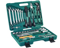Универсальный набор торцевых головок 1/4"DR 6-13 мм и 1/2"DR 12-24 мм, комбинированных ключей 8-17 мм и отверток, 60 предметов - фото 45205