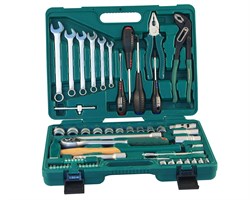 Универсальный набор торцевых головок 1/4"DR 6-13 мм и 1/2"DR 12-24 мм, комбинированных ключей 8-17 мм и отверток, 60 предметов - фото 45207
