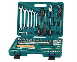 Универсальный набор торцевых головок 1/4"DR 6-13 мм и 1/2"DR 12-24 мм, комбинированных ключей 8-17 мм и отверток, 60 предметов - фото 45208