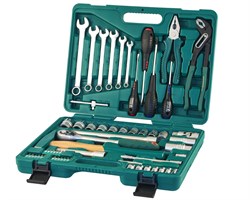 Универсальный набор торцевых головок 1/4"DR 6-13 мм и 1/2"DR 12-24 мм, комбинированных ключей 8-17 мм и отверток, 60 предметов - фото 45209