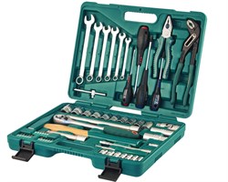 Универсальный набор торцевых головок 1/4"DR 6-13 мм и 1/2"DR 12-24 мм, комбинированных ключей 8-17 мм и отверток, 60 предметов - фото 45210