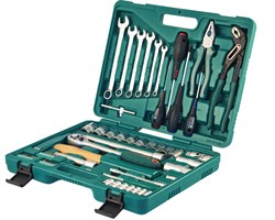 Универсальный набор торцевых головок 1/4"DR 6-13 мм и 1/2"DR 12-24 мм, комбинированных ключей 8-17 мм и отверток, 60 предметов - фото 45211