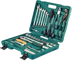 Универсальный набор торцевых головок 1/4"DR 6-13 мм и 1/2"DR 12-24 мм, комбинированных ключей 8-17 мм и отверток, 60 предметов - фото 45212