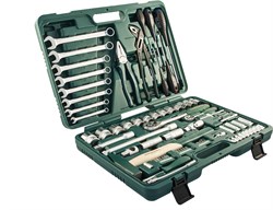 Универсальный набор торцевых головок 1/4"DR 4-13 мм и 1/2"DR 12-32 мм, комбинированных ключей 8-19 мм и отверток, 77 предметов - фото 45227