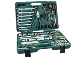 Универсальный набор торцевых головок 1/4"DR 4-13 мм и 1/2"DR 12-32 мм, комбинированных ключей 8-19 мм и отверток, 77 предметов - фото 45230