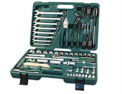 Универсальный набор торцевых головок 1/4"DR 4-13 мм и 1/2"DR 12-32 мм, комбинированных ключей 8-19 мм и отверток, 77 предметов - фото 45232