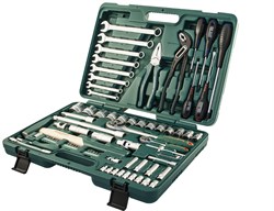 Универсальный набор торцевых головок 1/4"DR 4-13 мм и 1/2"DR 12-32 мм, комбинированных ключей 8-19 мм и отверток, 77 предметов - фото 45234