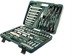 Универсальный набор торцевых головок 1/4"DR 4-13 мм и 1/2"DR 12-32 мм, комбинированных ключей 8-19 мм и отверток, 77 предметов - фото 45235