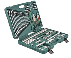 Универсальный набор торцевых головок 1/4"DR 5-12 мм и 1/2"DR 12-32 мм, отверток, комбинированных ключей 6-24 мм, разрезных ключей 8-19 мм и угловых ключей, 78 предметов - фото 45247