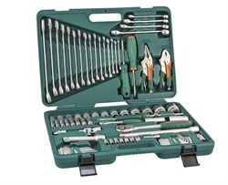 Универсальный набор торцевых головок 1/4"DR 5-12 мм и 1/2"DR 12-32 мм, отверток, комбинированных ключей 6-24 мм, разрезных ключей 8-19 мм и угловых ключей, 78 предметов - фото 45251