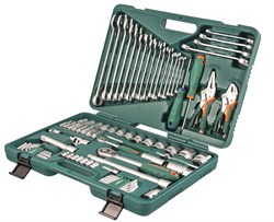 Универсальный набор торцевых головок 1/4"DR 5-12 мм и 1/2"DR 12-32 мм, отверток, комбинированных ключей 6-24 мм, разрезных ключей 8-19 мм и угловых ключей, 78 предметов - фото 45256