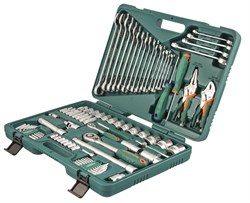 Универсальный набор торцевых головок 1/4"DR 5-12 мм и 1/2"DR 12-32 мм, отверток, комбинированных ключей 6-24 мм, разрезных ключей 8-19 мм и угловых ключей, 78 предметов - фото 45257