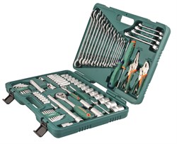 Универсальный набор торцевых головок 1/4"DR 5-12 мм и 1/2"DR 12-32 мм, отверток, комбинированных ключей 6-24 мм, разрезных ключей 8-19 мм и угловых ключей, 78 предметов - фото 45258
