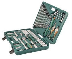 Универсальный набор торцевых головок 1/4"DR 5-12 мм и 1/2"DR 12-32 мм, отверток, комбинированных ключей 6-24 мм, разрезных ключей 8-19 мм и угловых ключей, 78 предметов - фото 45259