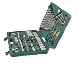 Универсальный набор торцевых головок 1/4"DR 5-12 мм и 1/2"DR 12-32 мм, отверток, комбинированных ключей 6-24 мм, разрезных ключей 8-19 мм и угловых ключей, 78 предметов - фото 45260