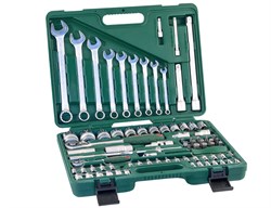 Универсальный набор торцевых головок 1/4"DR 4-14 мм и 1/2"DR 14-32 мм и комбинированных ключей 8-22 мм, 82 предмета - фото 45272