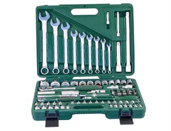 Универсальный набор торцевых головок 1/4"DR 4-14 мм и 1/2"DR 14-32 мм и комбинированных ключей 8-22 мм, 82 предмета - фото 45273
