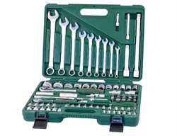 Универсальный набор торцевых головок 1/4"DR 4-14 мм и 1/2"DR 14-32 мм и комбинированных ключей 8-22 мм, 82 предмета - фото 45274