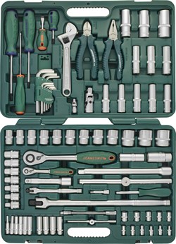 Универсальный набор торцевых головок 1/4"DR 4-13 мм и 1/2"DR 8-32 мм, отверток и угловых ключей 1,5-10 мм, 83 предмета - фото 45284