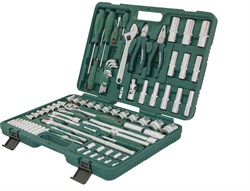 Универсальный набор торцевых головок 1/4"DR 4-13 мм и 1/2"DR 8-32 мм, отверток и угловых ключей 1,5-10 мм, 83 предмета - фото 45298