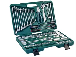 Универсальный набор торцевых головок 1/4"DR 4-10 мм и 1/2"DR 8-32 мм, комбинированных ключей 8-24 мм и отверток, 101 предмет - фото 45360