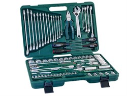 Универсальный набор торцевых головок 1/4"DR 4-10 мм и 1/2"DR 8-32 мм, комбинированных ключей 8-24 мм и отверток, 101 предмет - фото 45361