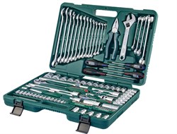 Универсальный набор торцевых головок 1/4"DR 4-10 мм и 1/2"DR 8-32 мм, комбинированных ключей 8-24 мм и отверток, 101 предмет - фото 45365