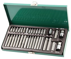 Набор вставок-бит 10 мм шестигранных Н4-12мм, TORX® Т20-Т70 (30 и 75 мм) и адаптеров 3/8’’DR и 1/2’’DR, 35 предметов - фото 45561