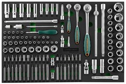 Набор торцевых головок 1/4"DR, 3/8"DR, 1/2"DR с приводами, 81 предмет, вставок-бит, 40 предметов в EVA ложементе 560х400 мм. - фото 46130