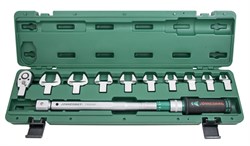 Ключ динамометрический 1/2"DR  40-200 Нм. со сменными рожковыми насадками 13-30 мм  и приводом в наборе, 11 предметов - фото 46635