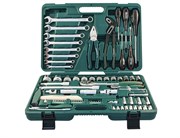 Универсальный набор торцевых головок 1/4"DR 4-13 мм и 1/2"DR 12-32 мм, комбинированных ключей 8-19 мм и отверток, 77 предметов