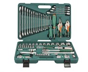Универсальный набор торцевых головок 1/4"DR 5-12 мм и 1/2"DR 12-32 мм, отверток, комбинированных ключей 6-24 мм, разрезных ключей 8-19 мм и угловых ключей, 78 предметов
