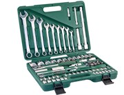 Универсальный набор торцевых головок 1/4"DR 4-14 мм и 1/2"DR 14-32 мм и комбинированных ключей 8-22 мм, 82 предмета