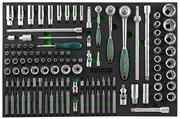 Набор торцевых головок 1/4"DR, 3/8"DR, 1/2"DR с приводами, 81 предмет, вставок-бит, 40 предметов в EVA ложементе 560х400 мм.